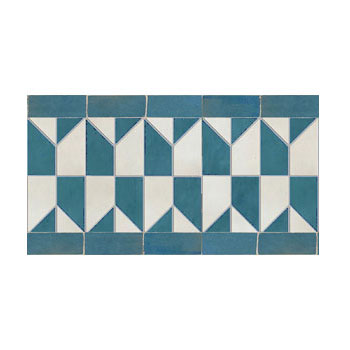 Mosaic House Moroccan tile Romano Border 1-28 White Teal  zellige, mosaic, zellij, border, glaze 